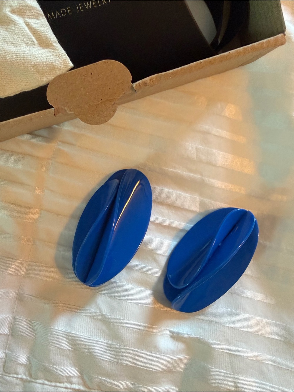Bold Oval Blue Earrings